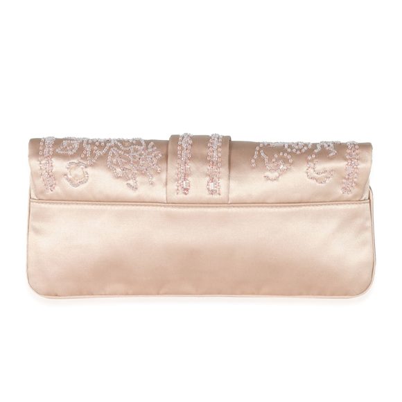 Christian Dior Vintage Pink Silk Beaded Flap Clutch - Picture 3 of 7